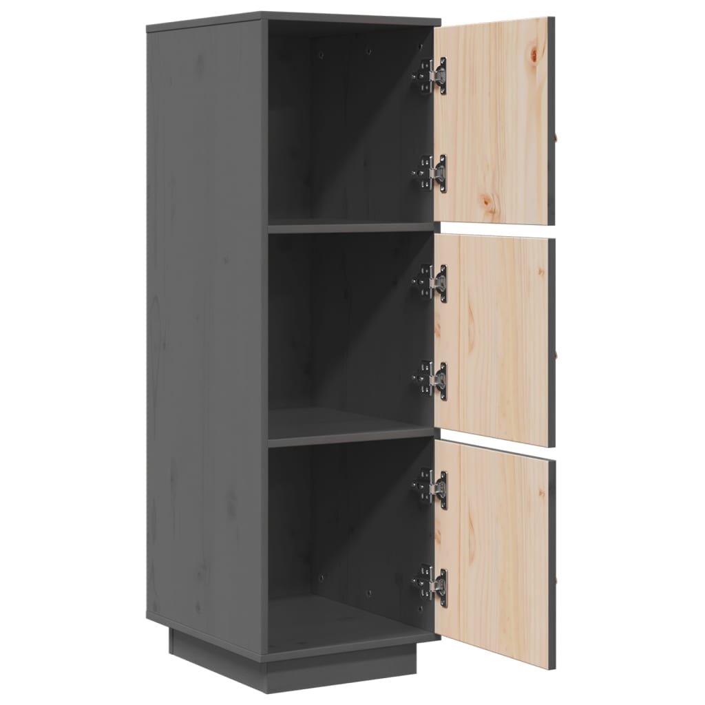 Credenza Grigia 34x40x108,5 cm in Legno Massello di Pino